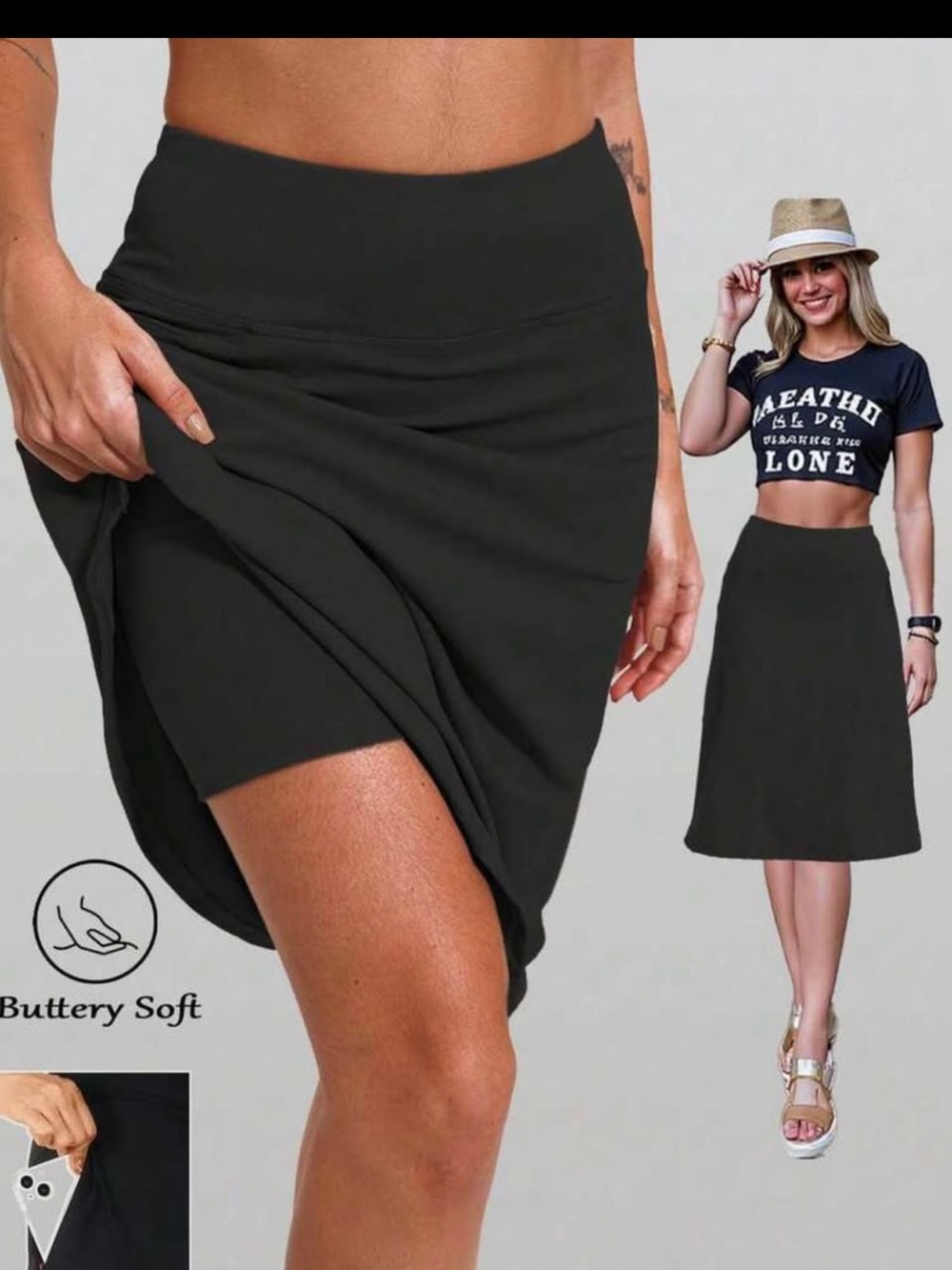 Buttery Soft Black skort modest brand new with tags fits xl-xxl May be